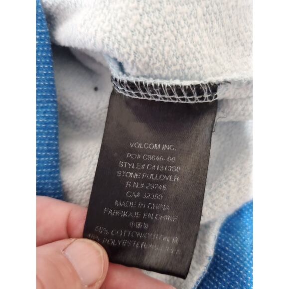 Volcom Men’s Hoodie Sweatshirt Colorblock Gray Blue Size M Casual Pullover - Picture 9 of 15